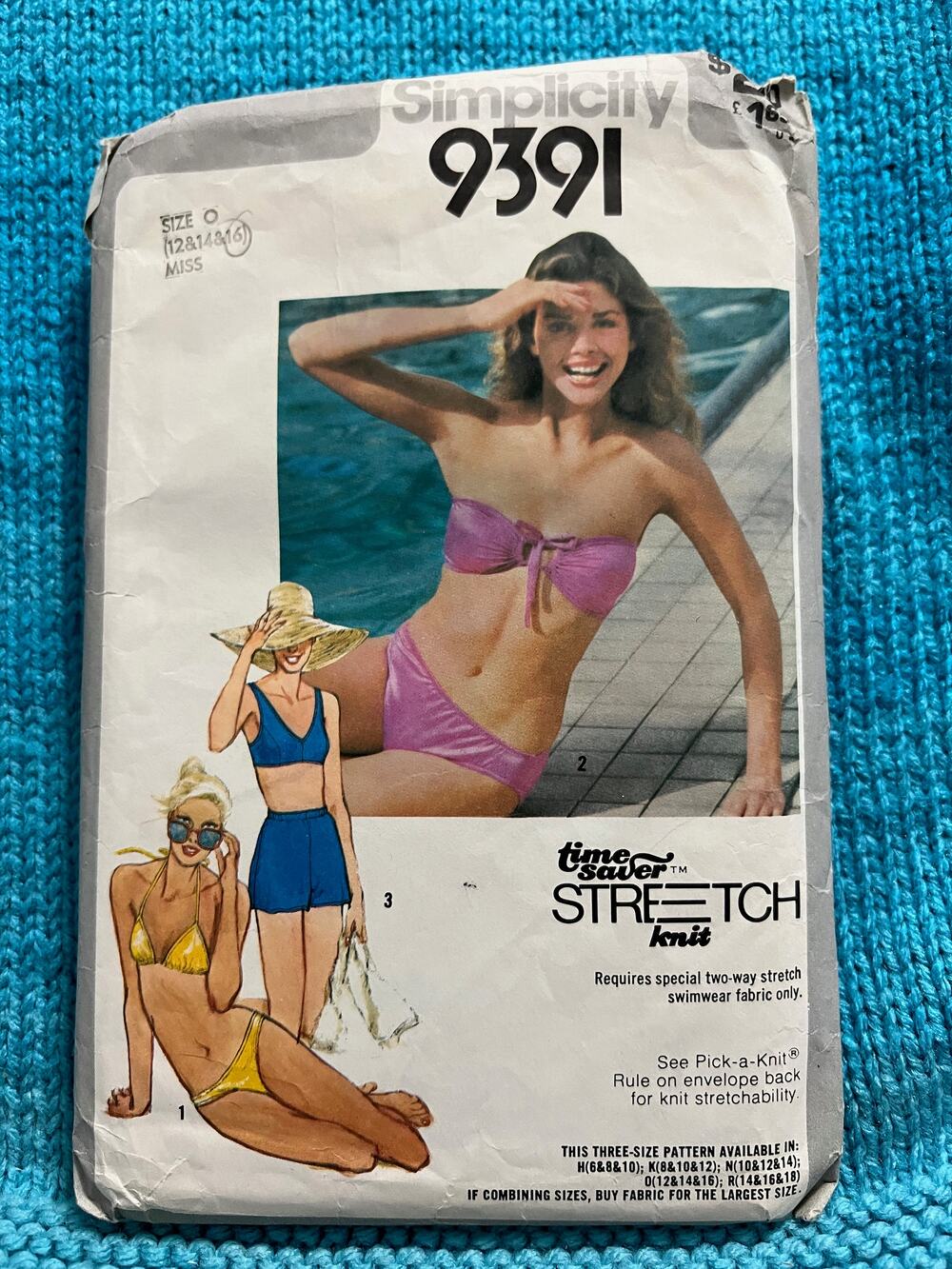 Simplicity 9391 Sewing pattern bikini two piece swimming suit size 12 14 16